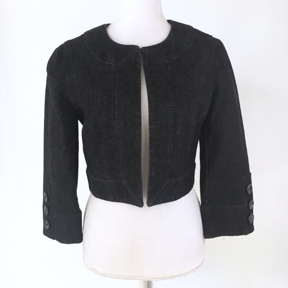 LOFT Jackets & Blazers - Loft black denim stretch jean crop blazer jacket 8